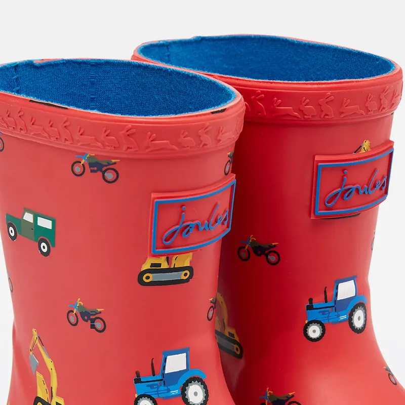 Joules Printed Baby Wellies - Red Vehicles-2